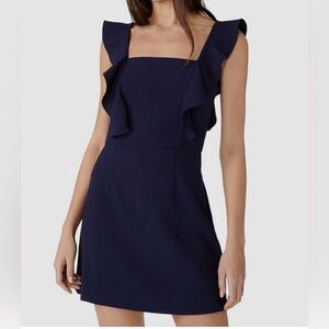 French Connection Black Ruffle Mini Dress Size 8